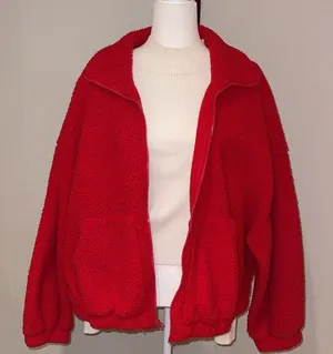 Old Navy Red Fleece Zip-Up Jacket Size XL thumbnail 1