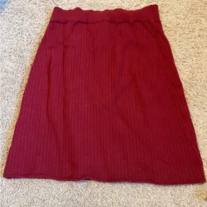 Free people Red Ribbed Faux Wrap Skirt thumbnail 2