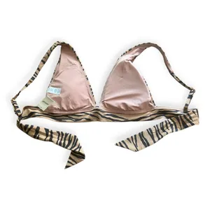Aerie Womens Brown Tiger Striped Triangle Pique Bikini Swim Top thumbnail 5