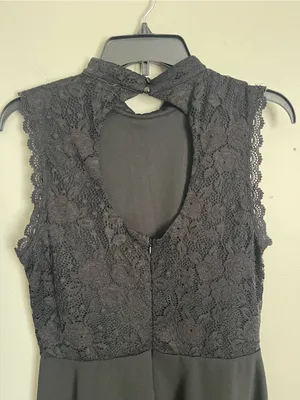 Lila Rose Sleeveless Black Lace Mock Neck Mini Dress Sz L thumbnail 5