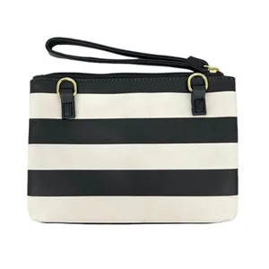 Betsey Johnson Signature Black & White Striped Luv Betsey Crossbody Wristlet thumbnail 3