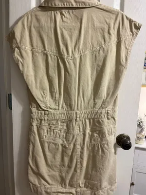 Kaki Denim Button up Dress Tan Size L thumbnail 2