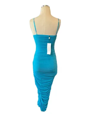 SNDYS Simone Midi Mesh Dress in Blue Xsmall New Womens Bodycon thumbnail 6
