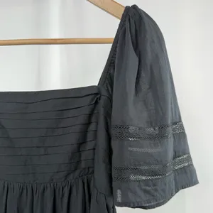 NWT Abercrombie & Fitch‎ Cotton Square Neck Short Sleeve Dress in Black Medium thumbnail 2