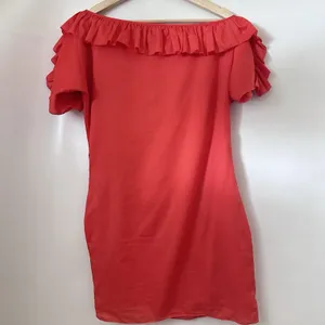 Juicy Couture Dress Off The Shoulder Poplin Ruffle Pockets Orange Party Flirty S thumbnail 2