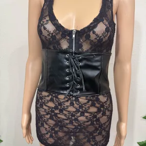 Black Faux Leather Corset New thumbnail 3