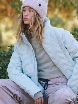 Free People Gettin Lost Light Blue Arctic Snow Puffer Jacket Medium thumbnail 1