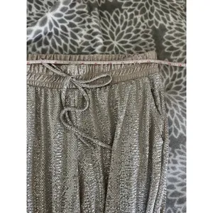 Carmela Champagne Metallic Shimmer Jogger Pants Medium Made in USA Party Disco Glam M thumbnail 3