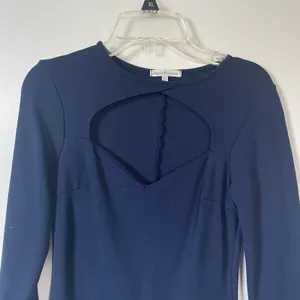 Navy Blue Bodycon Mini Dress‎ Long Sleeve XS Charlotte Russe Minimalist Chic Y2K thumbnail 4