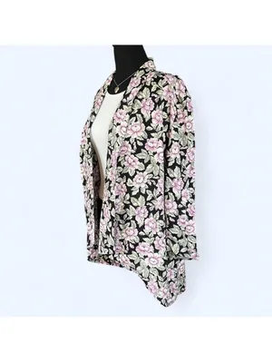 Vintage Y2K cottagecore coastal floral open front cardigan jacket petite 💗 thumbnail 5