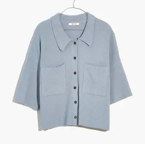 MADEWELL Holmden Button-Front Polo‎ Sweater in Dusty Pool size Small thumbnail 1