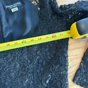 Vtg 90s Jennifer George By Night Black Lace Mini Dress Shere Sleeve‎ Goth Vamp 4 thumbnail 11