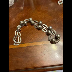 Very large chunky jewelry silver tone fashion jewlery necklace long thumbnail 2
