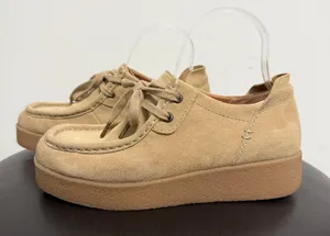 Zodiac Sand Tan Suede Leather Platform Fern Square Toe Chukka Lace Up Shoes 8 M thumbnail 1