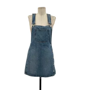 Free People Louise‎ Denim Skirtall Overall Dress Medium Wash Blue Size 0 thumbnail 3
