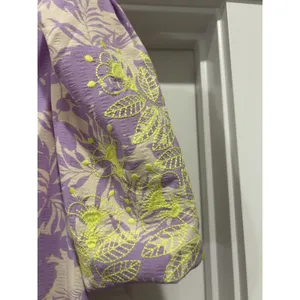 Size Large Jodifl Embroidered Puff Sleeve Purple Floral Green Top Blouse Boho thumbnail 6