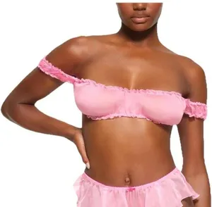 Skims Romance Chiffon Crop Top Bubblegum Size XXS thumbnail 1