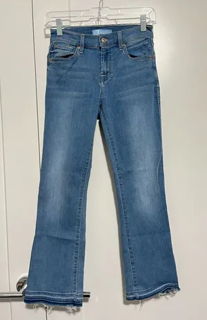 7 For All Mankind Size 24 Blue Huntington b(air) Cropped Boot Jeans thumbnail 1