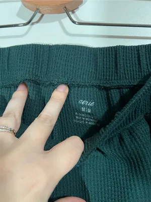 Aerie Waffle Joggers Cargo Style Green Size Medium Loungewear Cozy thumbnail 3