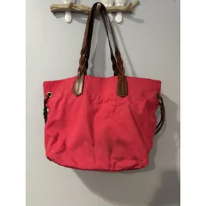 Dooney & Bourke Nylon Tobi Tote Leather Handles DB Pink Brown‎ thumbnail 2