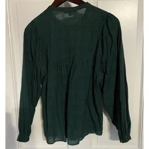 Madewell Green Plaid Print Balloon Sleeve Button Front Peasant Top Size S‎ NWT thumbnail 3