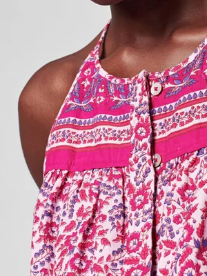 Faherty Adella Floral Jumpsuit Pink Organic Cotton Size Medium NWOT thumbnail 12
