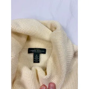 Ralph Lauren Lauren Jeans Co womens cream mock neck waffle knit sweater. Size M. minimal thumbnail 2