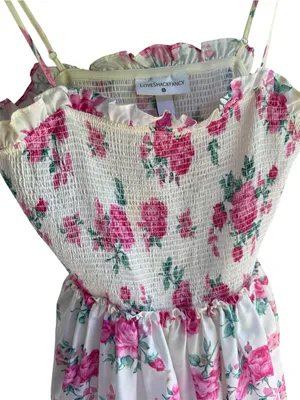 LoveShackFancy Elsie Pink Floral Tiered Smocked Sundress thumbnail 6