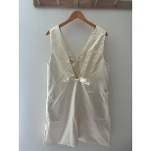 Abercrombie & Fitch Shift Bow-Back Mini Dress Ivory Size Large Tall Sleeveless thumbnail 6