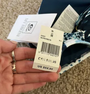 Rip Curl Blue and white patterned tie dye bikini top never worn thumbnail 6