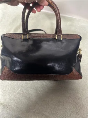 Brahmin Black and Brown Leather Crossbody Satchel-Crossbody thumbnail 4