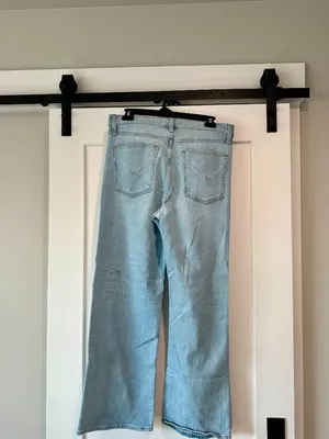 Hudson Rosie High Rise Distressed Wide Leg Jeans Light Wash Size 30 thumbnail 2