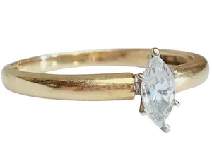 14K 14KT Marquise Cut Diamonique Cubic Zirconia Yellow Gold Ring Sz 8.75 thumbnail 3