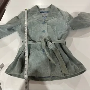 Wilsons Leather Light Green Long Sleeve 100% Genuine Leather Button Jacket Sz M‎ thumbnail 6