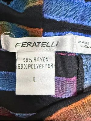 Feratelli Ombre Rainbow Stripe Cowl Neck Asymmetrical Hem Wearable Art Tunic L thumbnail 7