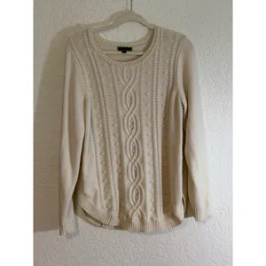 C. Wonder Sweater Cream M Womens Cable Knit Wool Blend Pullover thumbnail 9