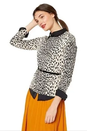J Crew Mercantile Animal Print Pullover Crew Neck Sweater Top Xs thumbnail 1