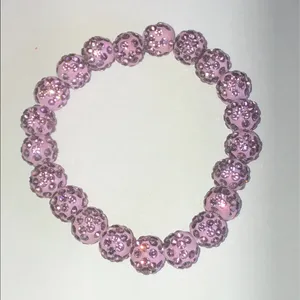 Pinkish Purple Rhinestone Bead Stretch Bracelet Pink thumbnail 1