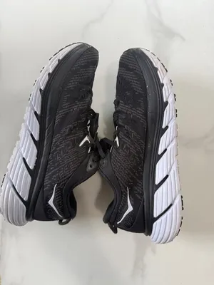 Hoka Black and White Cushioned Running Shoes thumbnail 8