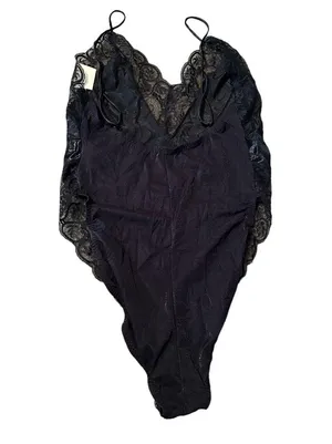 Madelon Loudon Vintage 80s Lingerie Black Lace Bodysuit Teddy Size Medium thumbnail 4