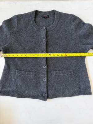 Quince 100% Mongolian Cashmere Structured Cardigan Grey Charcoal Size XL thumbnail 8