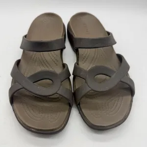 Women's 8 M Crocs Meleen Twist Brown Sandals 202497 Slip-On Flat Open Toe Slides thumbnail 1