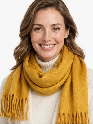 Alpaca Wool Shawl Wrap in Mustard Yellow thumbnail 8