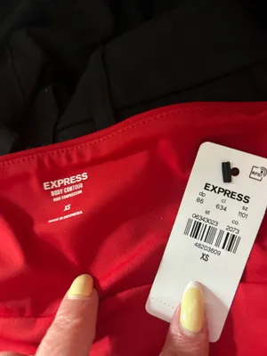 Express Red Body Contour Chest Cut Out Off Shoulder Bodysuit New With Tags Size XS thumbnail 6