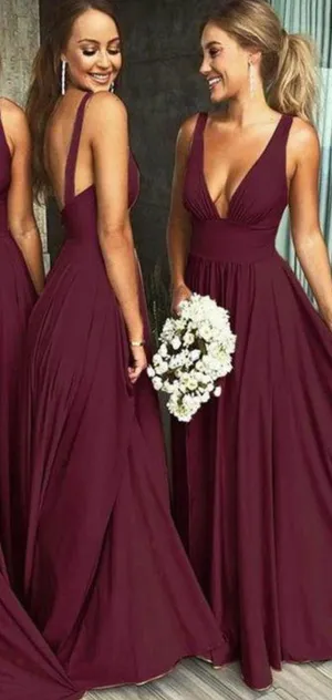 Burgundy long formal dress thumbnail 1