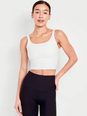 Old Navy White Scoop Neck Tank Top - Fitted Stretch thumbnail 3