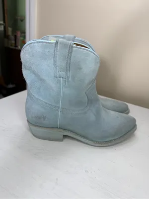 Frye Billy Short Baby Blue Suede Leather Western Boots Size 6 thumbnail 11