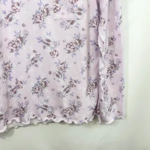 Laura Ashley Large Pajama Set Pink Floral Lettuce Hem Soft Girl Cottagecore 559 thumbnail 7
