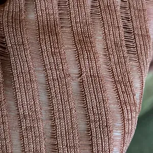 By Anthropologie Women’s Size XL Rose Pink Sheer Stripe Long Sleeve Cropped Top thumbnail 9