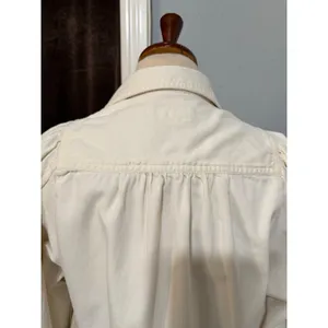 Pilcro Anthropologie XS Shirt Crochet Lace Patchwork‎ Denim Cream Puff Sleeve thumbnail 15